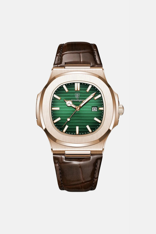 Royal leather watch gold/green
