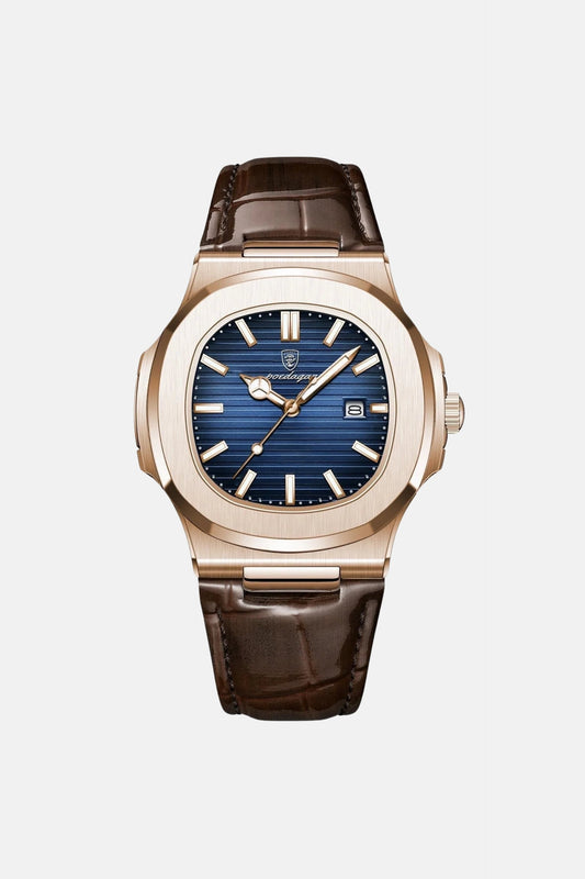 Royal leather watch gold/blue