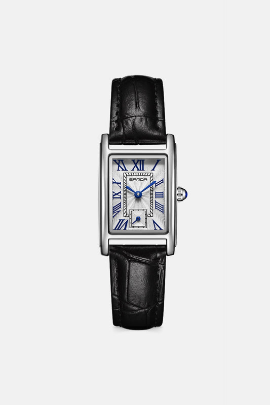 Retro square leather black/silver