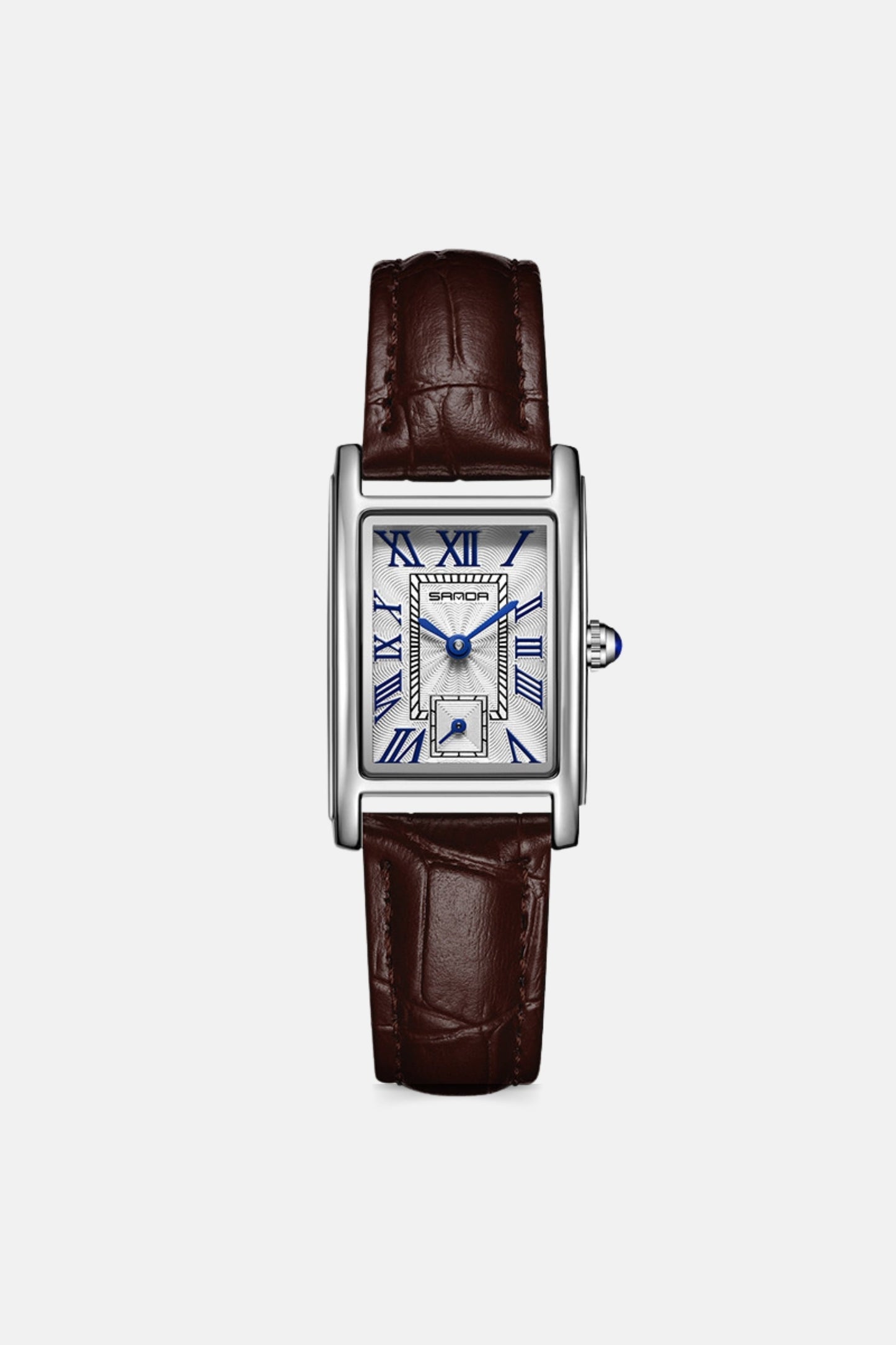 Retro square leather brown/silver