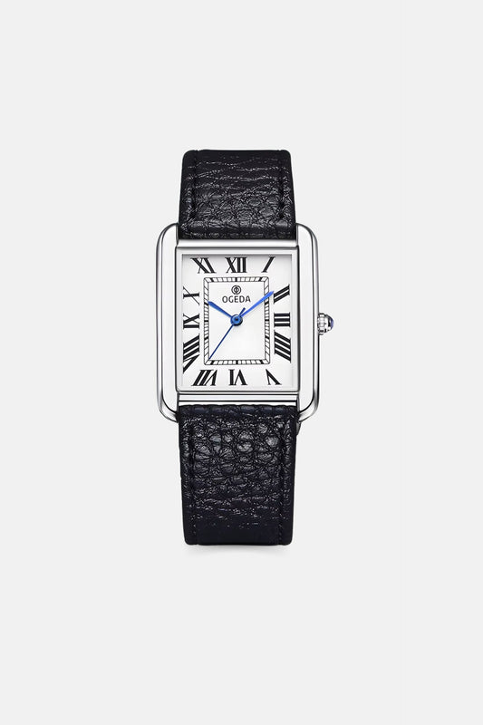 Paris square leather black/silver