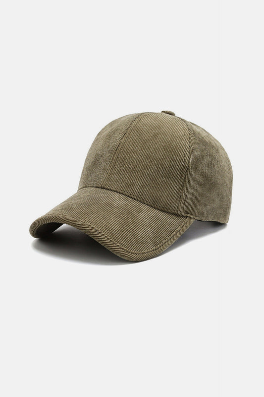 Suede ribbed baseball cap khaki green