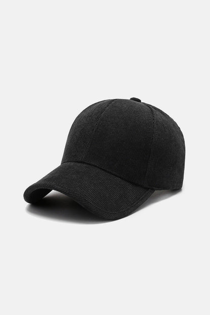 Suede ribbed baseball cap black