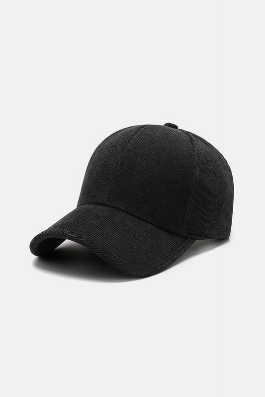 Suede ribbed baseball cap black