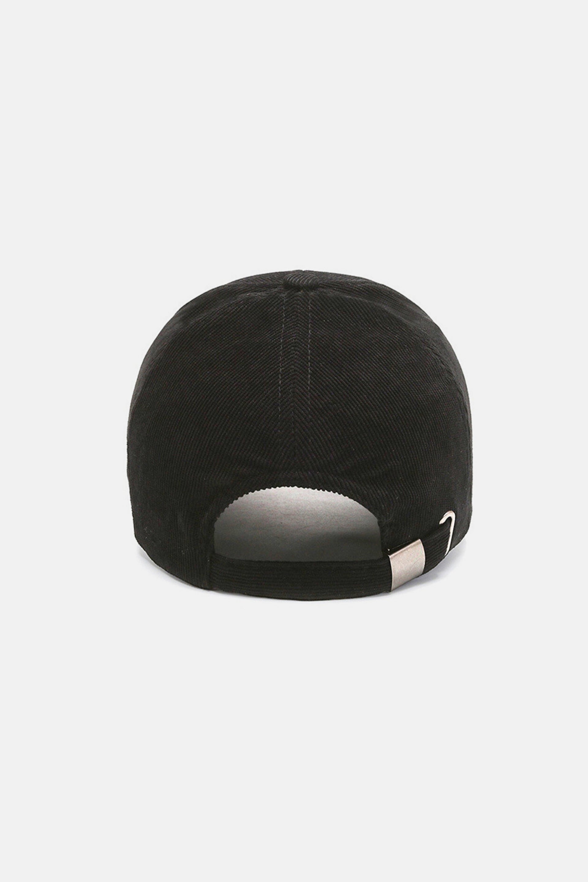 Suede geribbelde baseball cap zwart