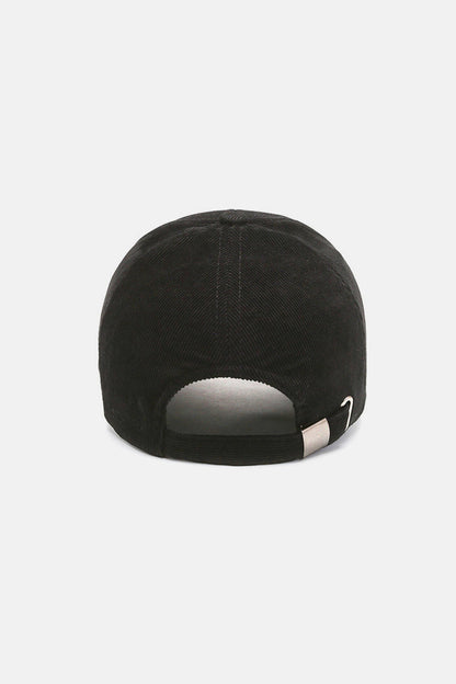 Suede ribbed baseball cap black