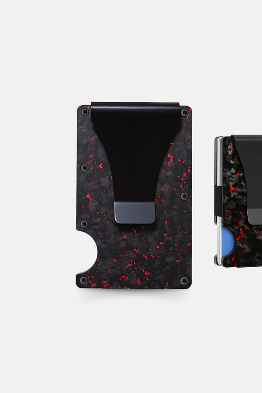 Carbon viber card holder with clip red