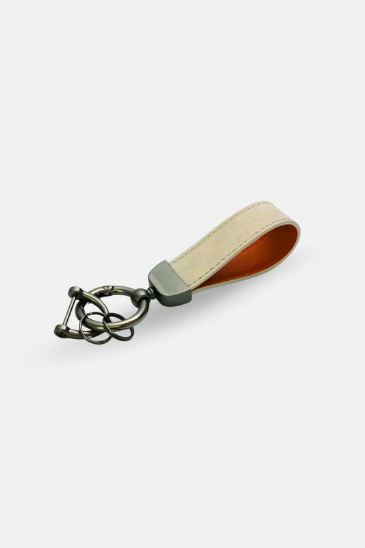 Leather key holder off-white