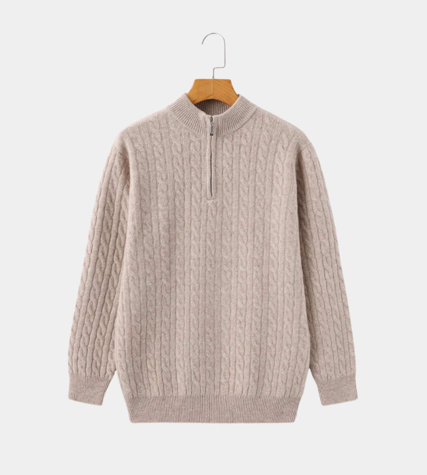 100% Cashmere cable sweater 1/4 zip