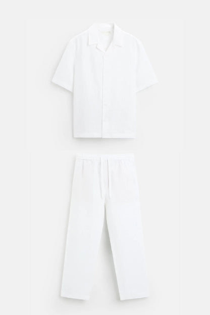 Premium linen summer set white