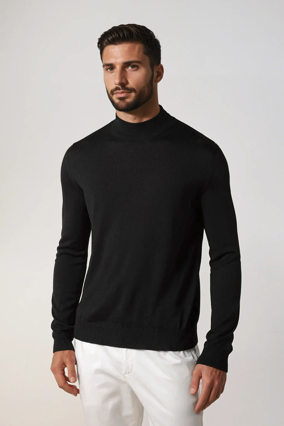 Portofino Cashmere Mockneck – Black