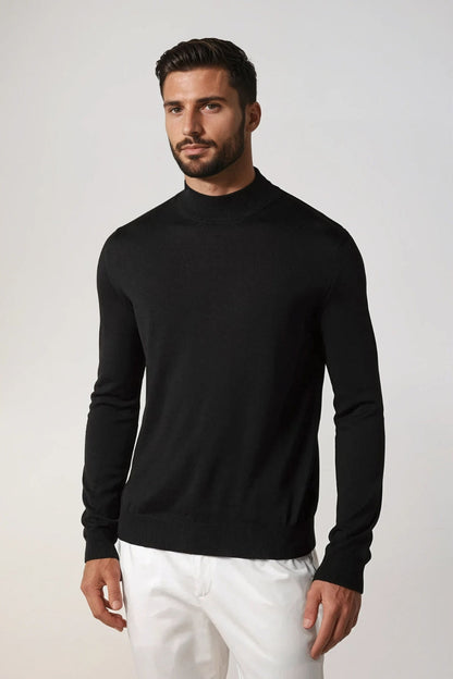 Portofino Cashmere Mockneck – Black