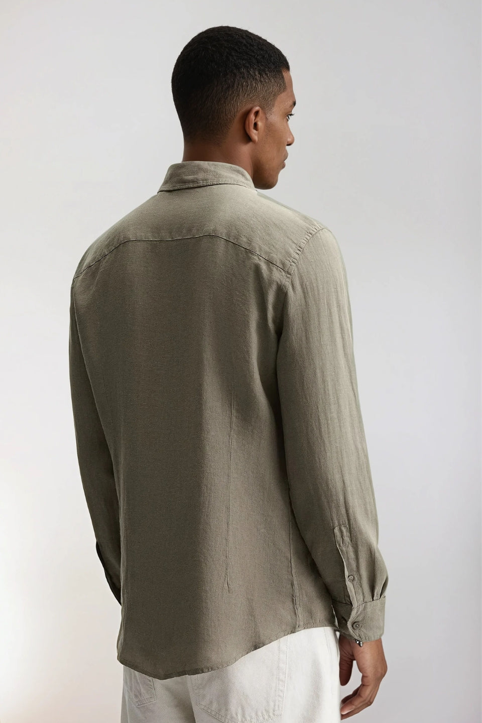 Linen shirt khaki green