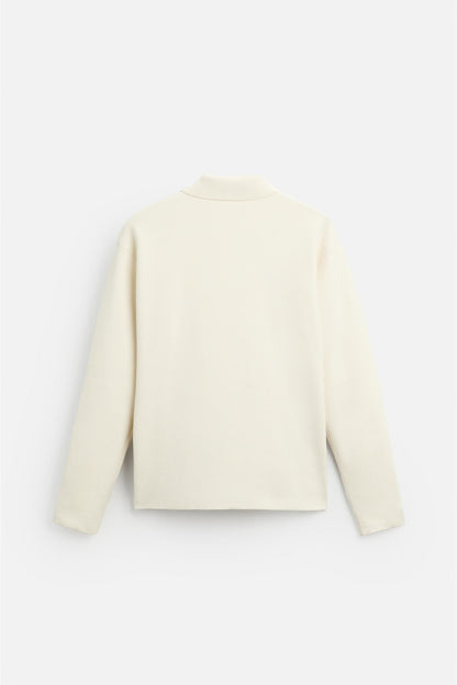 Cotton polo buttons long white