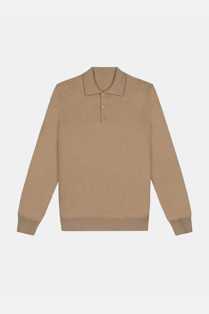 Cashwool polo buttons long caramel
