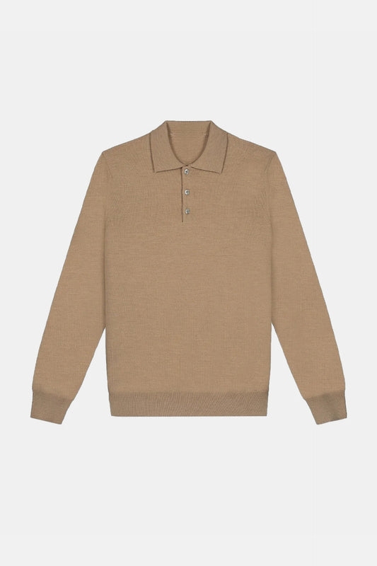 Cashwool polo buttons long caramel