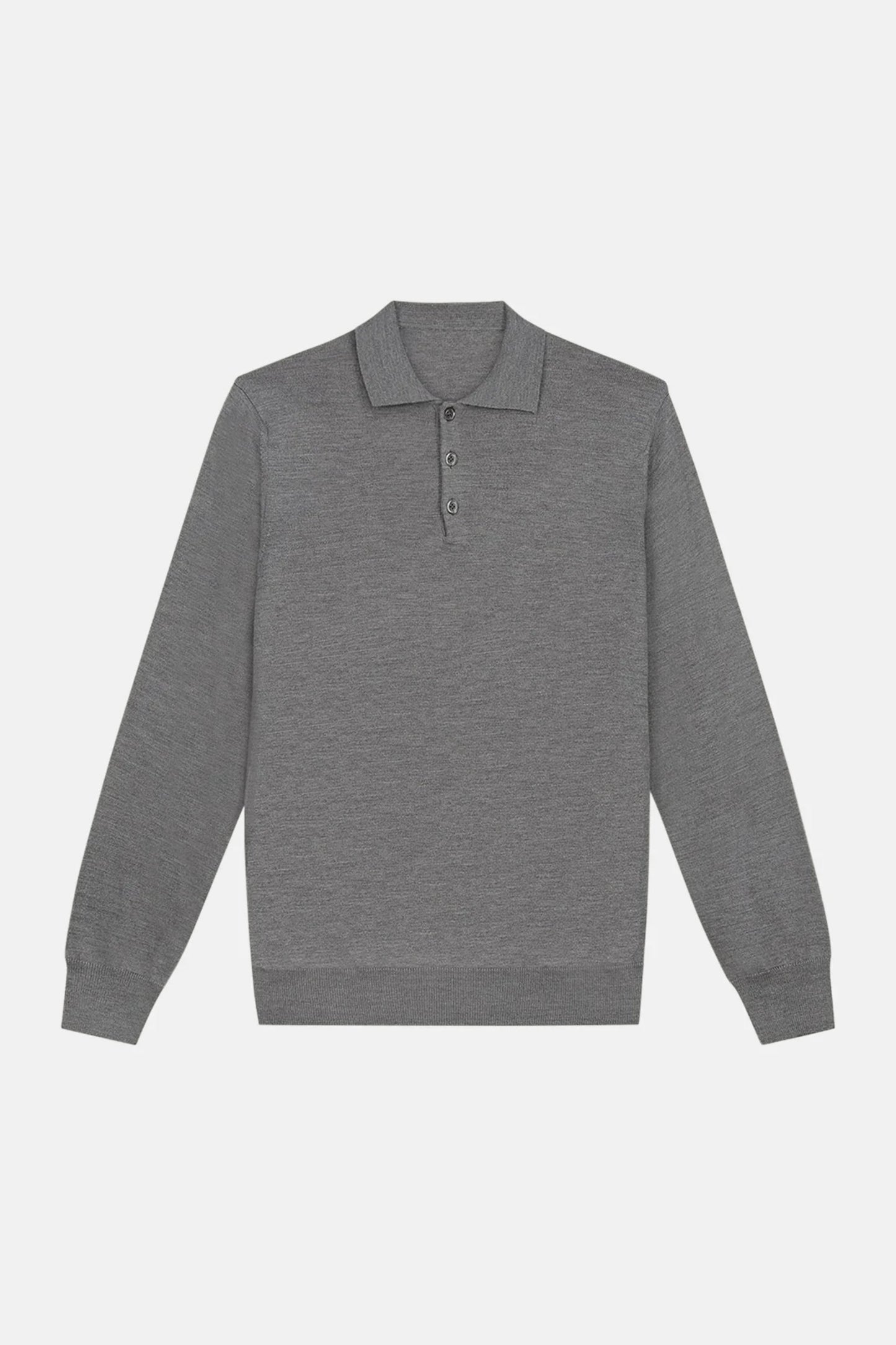 Cashwool polo buttons long gray