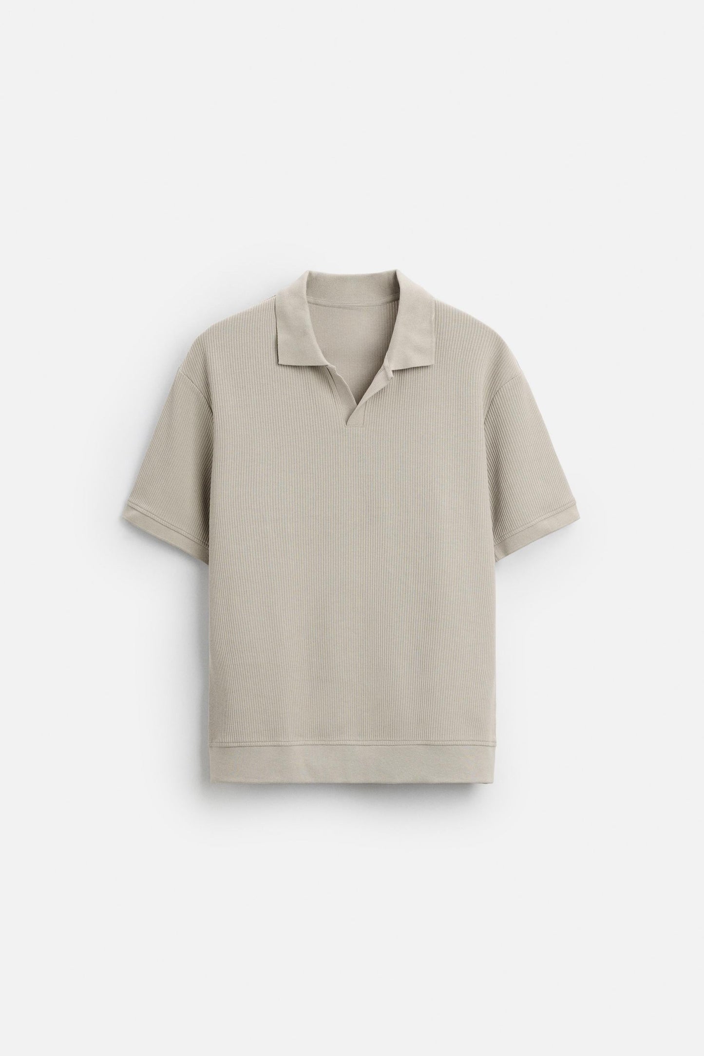 Cotton ribbed polo khaki