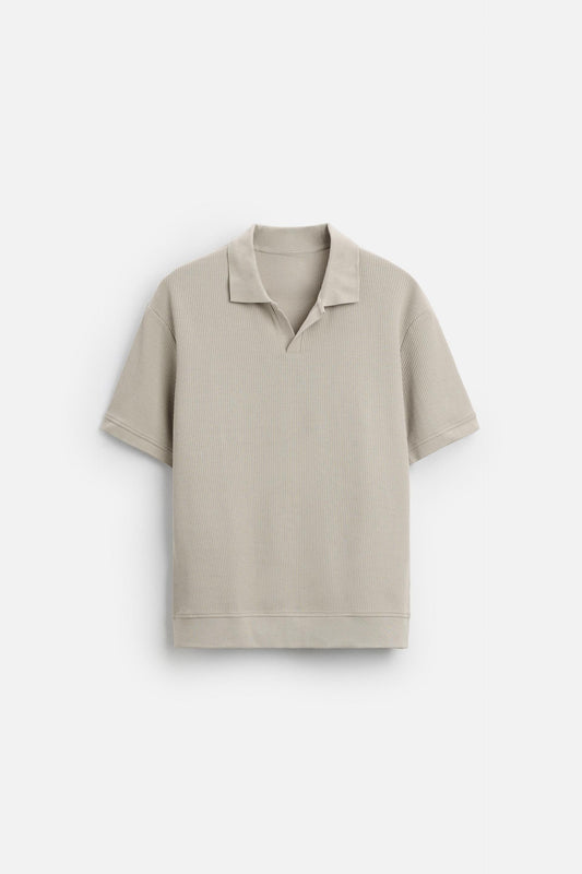 Cotton ribbed polo khaki
