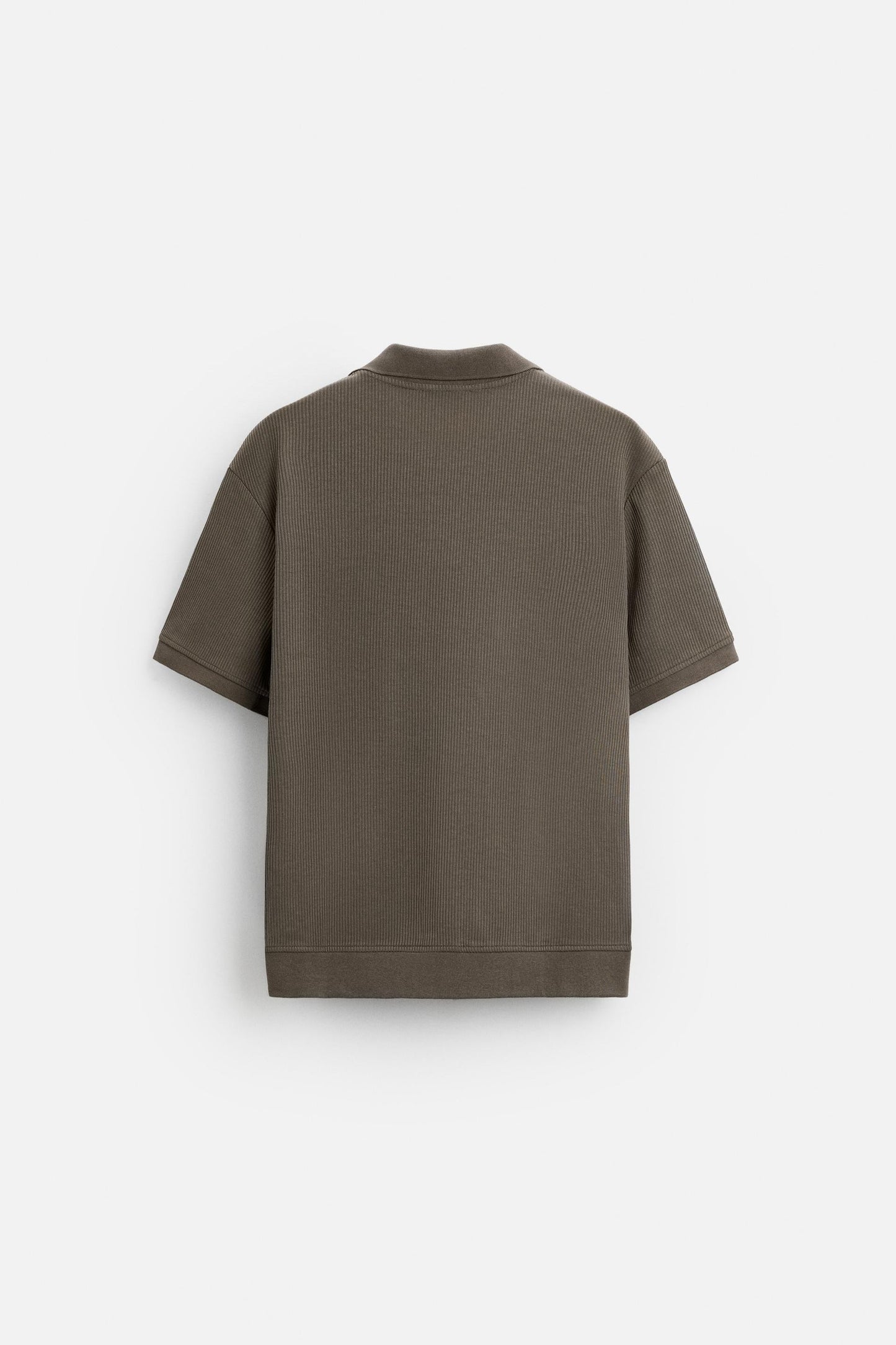 Cotton ribbed polo brown