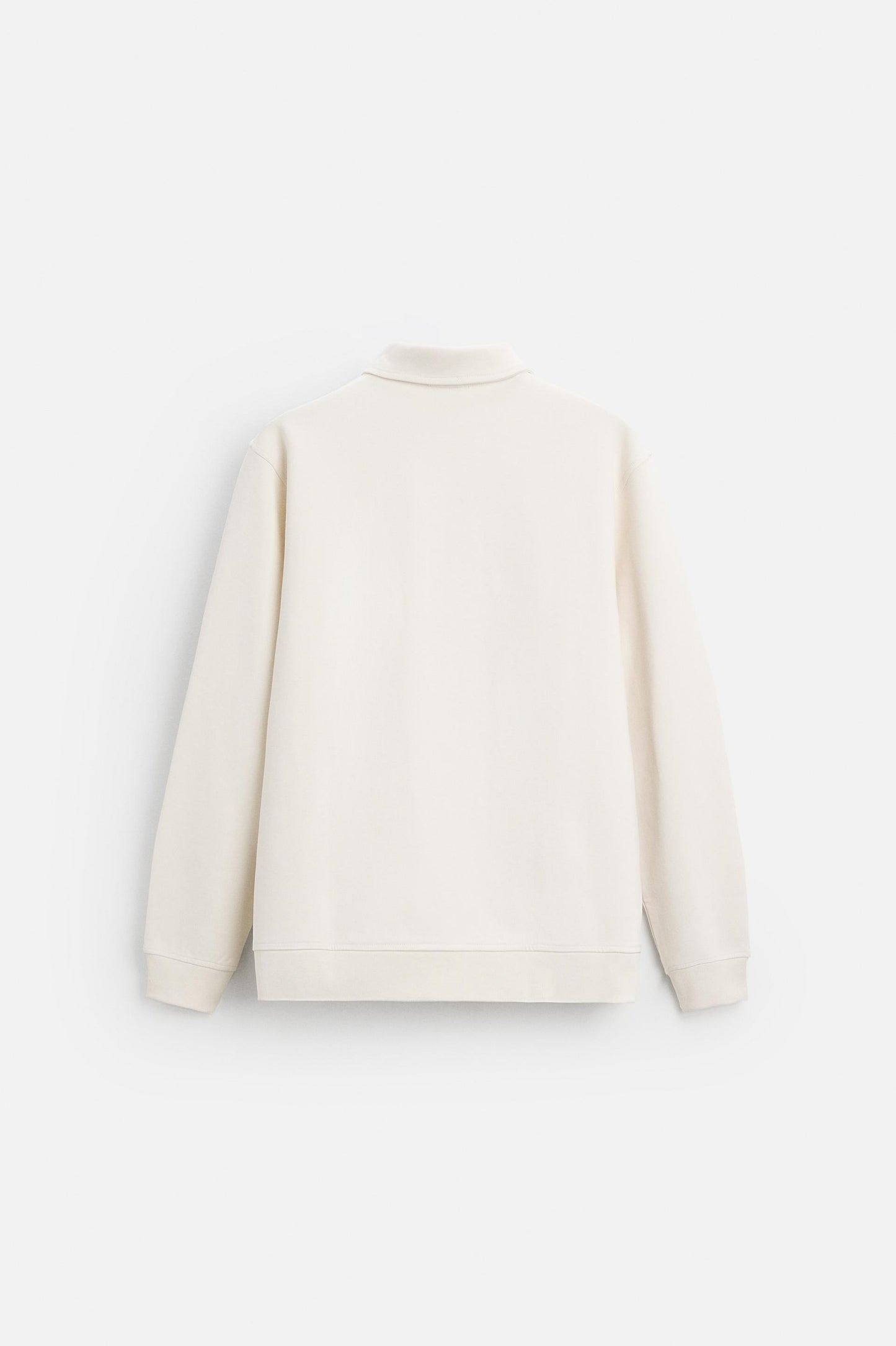 Cotton polo half zip white