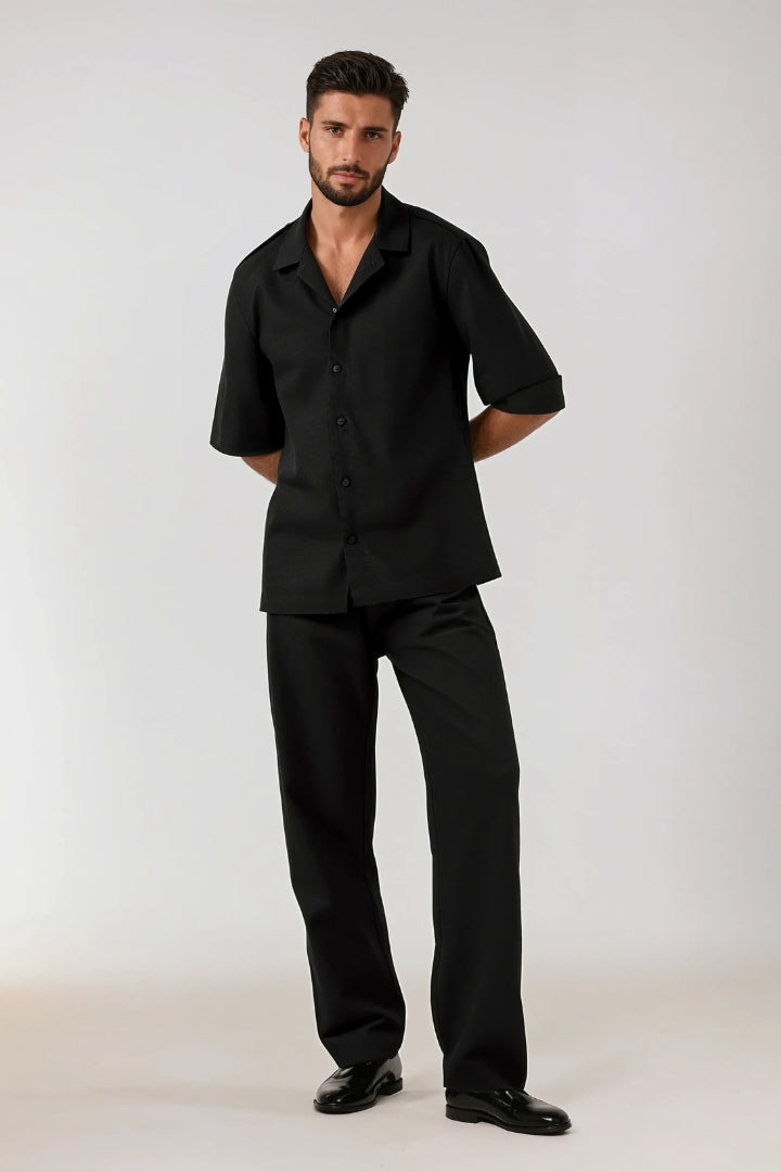 Premium linnen zomer set zwart